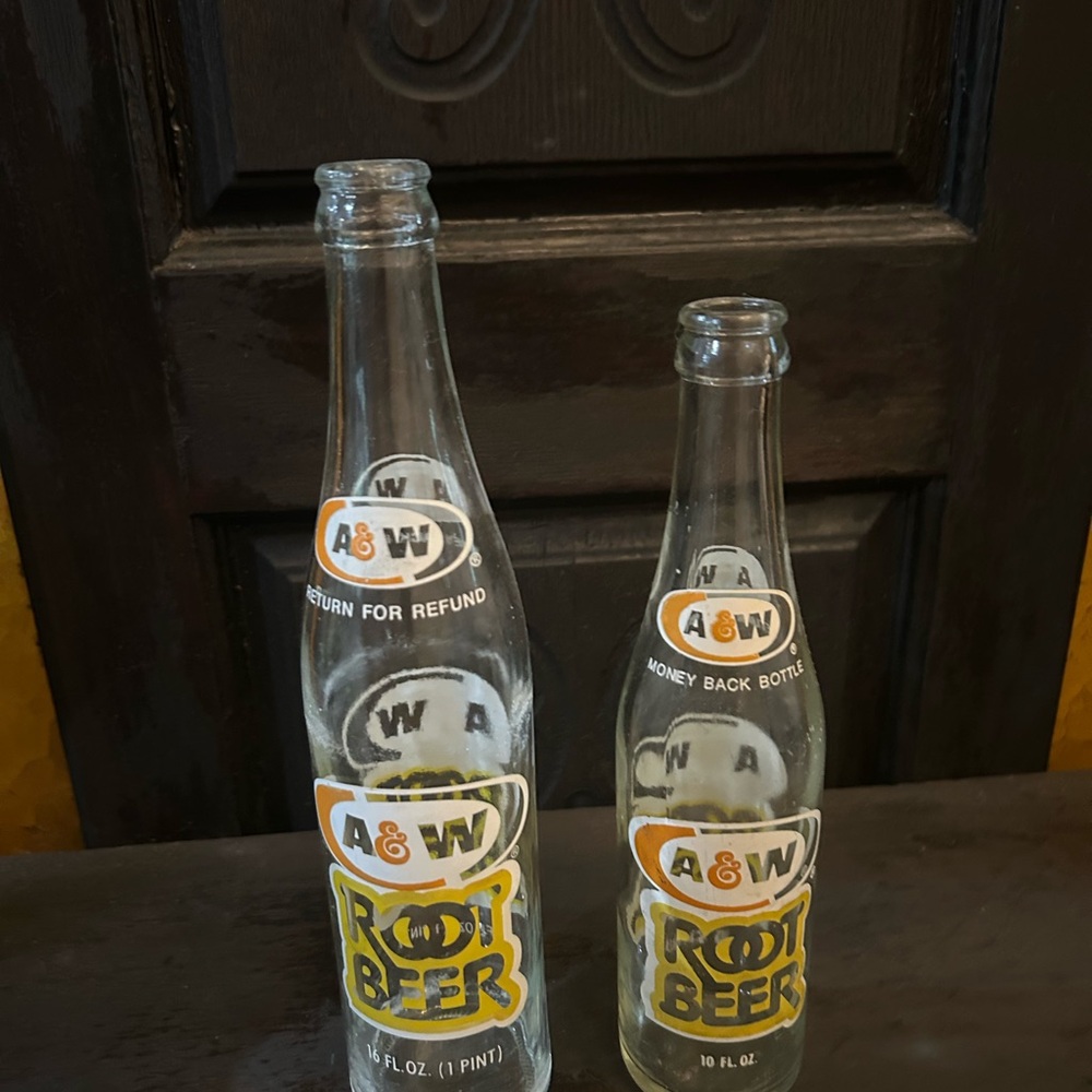 Vintage A&W Root Beer Glass Bottles